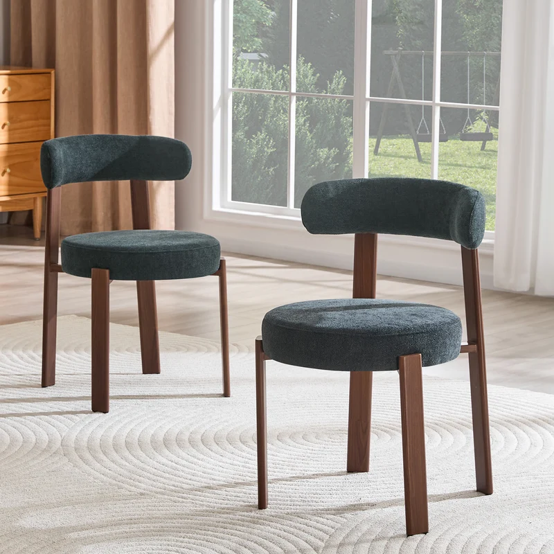 Lot de 2 chaises de salle à manger tissu noir dossier incurvé CLASSICBENCHSET