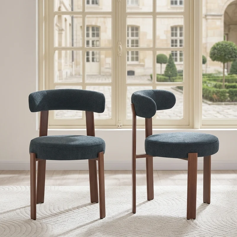 Lot de 2 chaises de salle à manger tissu noir dossier incurvé CLASSICBENCHSET
