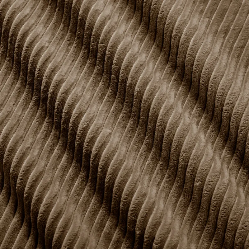 Canapé d'angle 3 places modulable en velours côtelé marron et accoudoirs courbés, sans montage MOMENTUMINFINIX