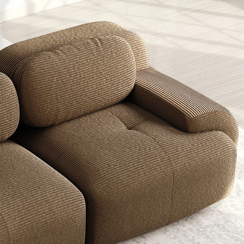 Canapé 2 places loveseat modulable en velours côtelé marron avec accoudoirs courbés, confort premium, sans montage MOMENTUMRIFTEE