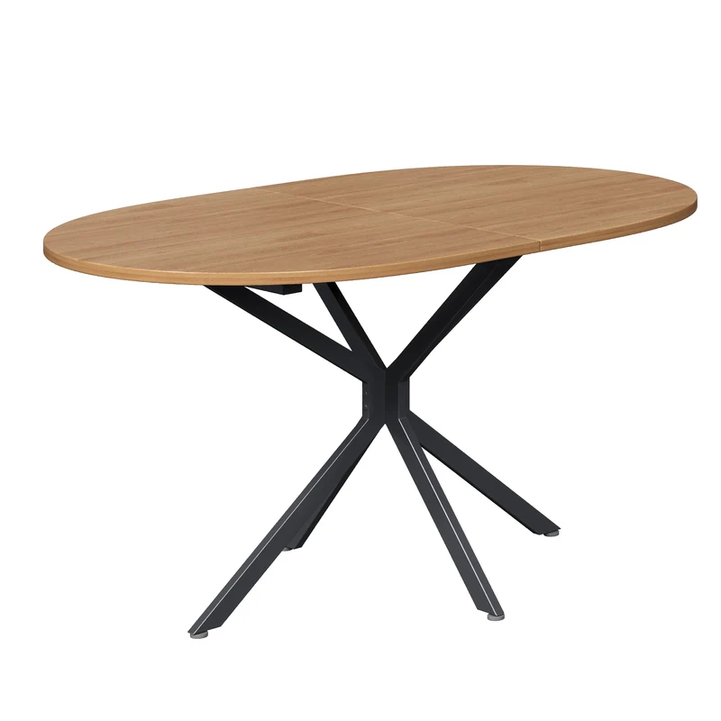 Table de salle à manger ovale effet bois, pieds en métal, 4-6 personnes 120x80cm TERRAENO