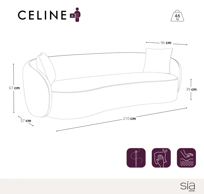 Canapé 3 places CELINE Tissu bouclette