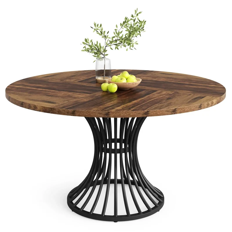 Table de salle à manger Yolande — métal, style industriel, ronde