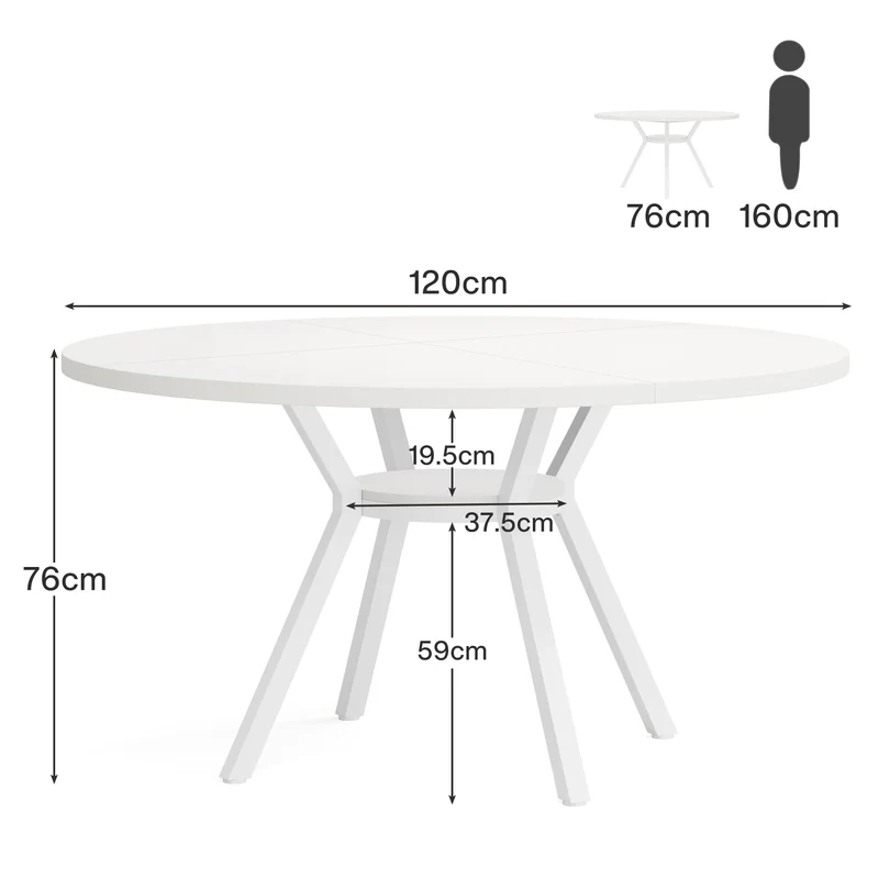 Table de salle à manger Yolande — métal, style industriel, ronde