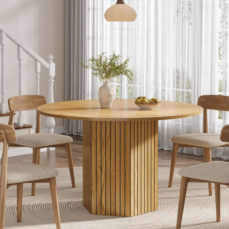 Table de salle à manger Yolande — métal, style industriel, ronde
