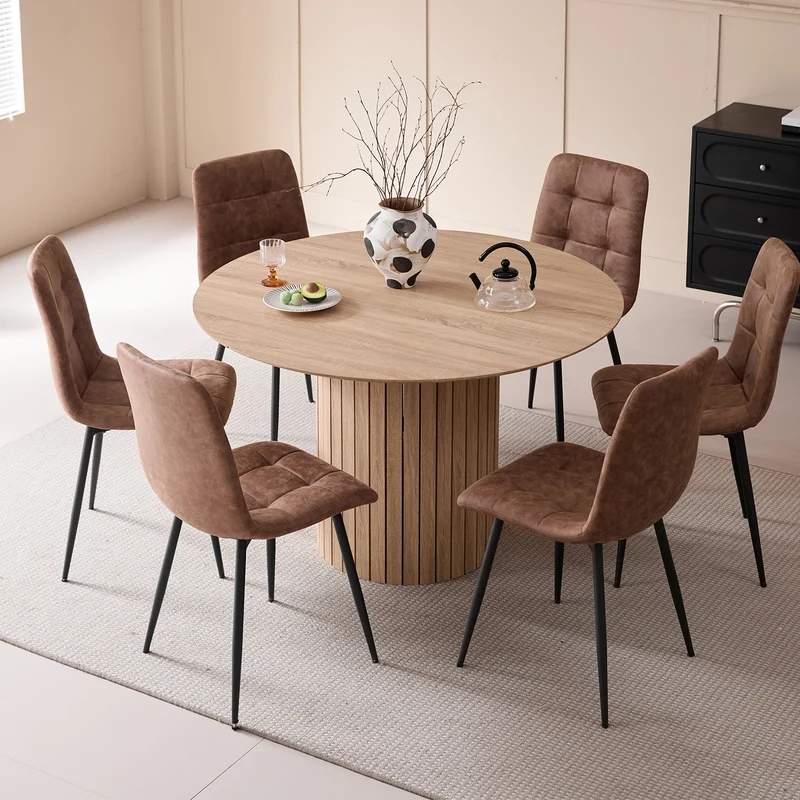 Table de salle à manger Rodolphe — bois, style nordique, ronde