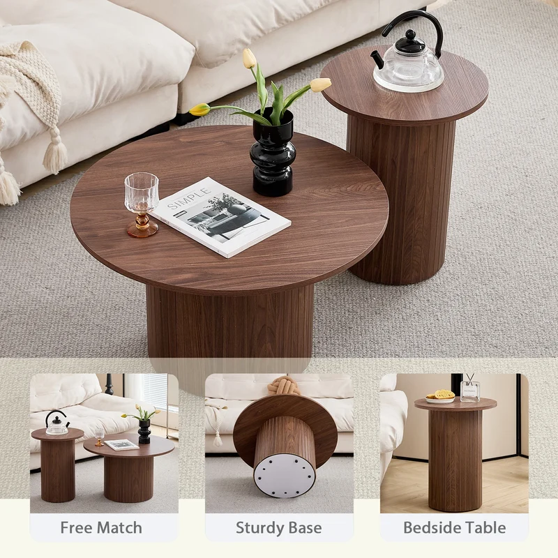 Table basse Prosper — bois, ronde