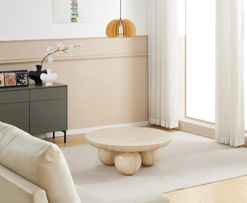 Table basse Boule Effet travertin