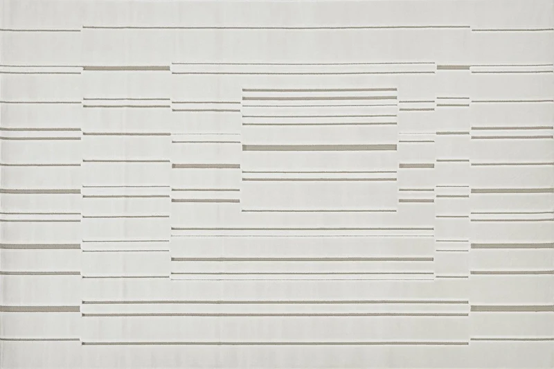 Tapis blanc écru à lignes asymétriques beiges 200 x 290 cm AYLAN