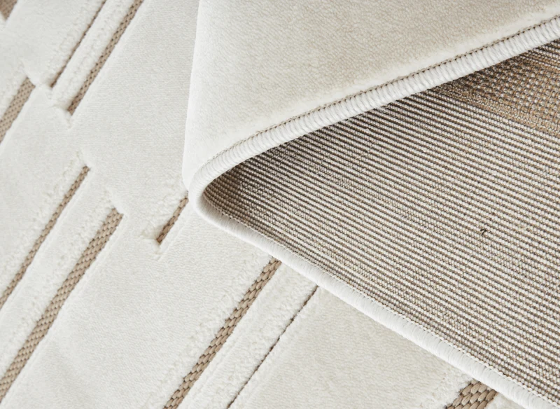 Tapis blanc écru à lignes asymétriques beiges 200 x 290 cm AYLAN