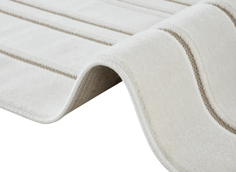 Tapis blanc écru à lignes asymétriques beiges 200 x 290 cm AYLAN