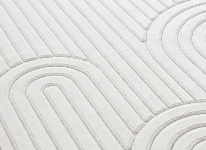 Tapis blanc écru à relief géométriques 192 x 290 cm AFINA