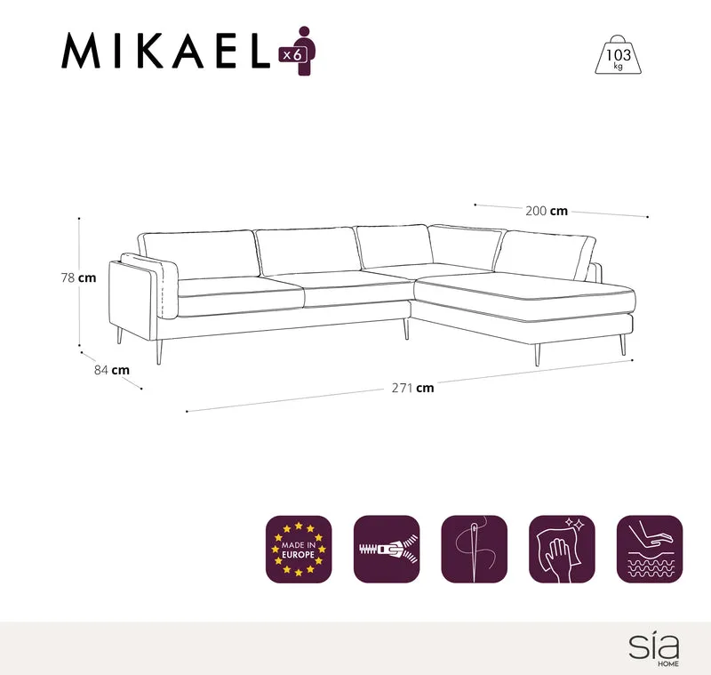 Canapé grand angle droit MIKAEL Velours