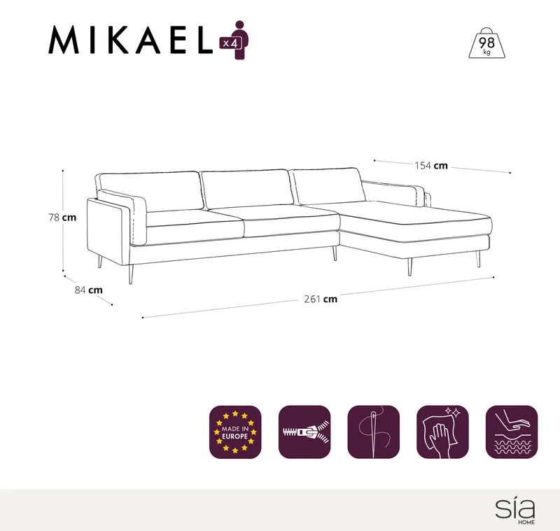 Canapé d'angle droit MIKAEL Tissu tramé