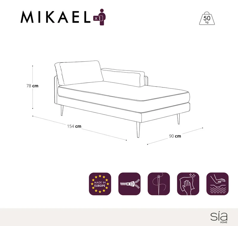 Méridienne droite MIKAEL Velours