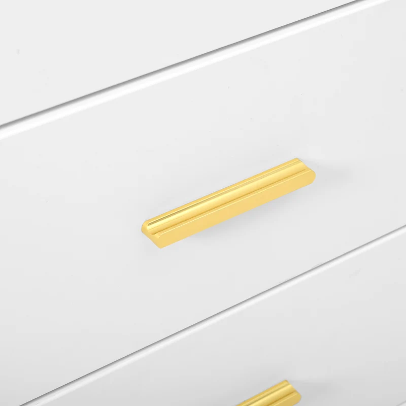 Commode blanche élégante à 6 tiroirs motif ondulé accents dorées BRAXUINS