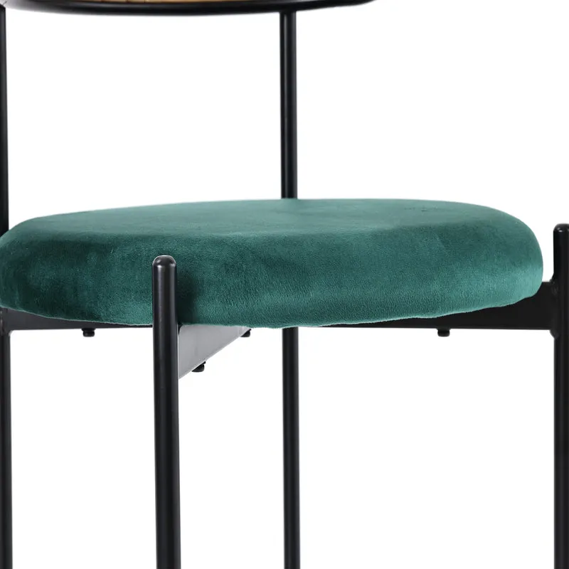 Lot de 4 chaises de salle à manger rétro vintage dossier en rotin assise velours sapin vert YUHRAR GREEN