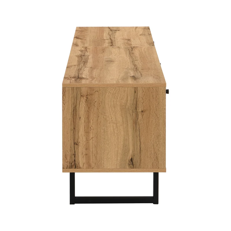 Meuble TV effet bois et gris avec LED cloison en verre INPHE