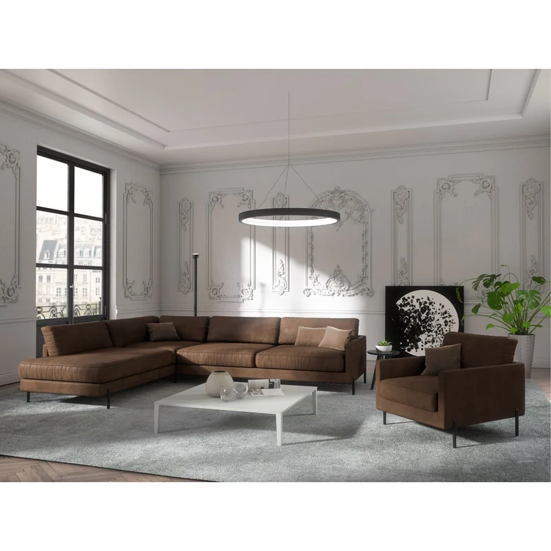 Canapé grand angle gauche JUSTIN Vintage vieilli
