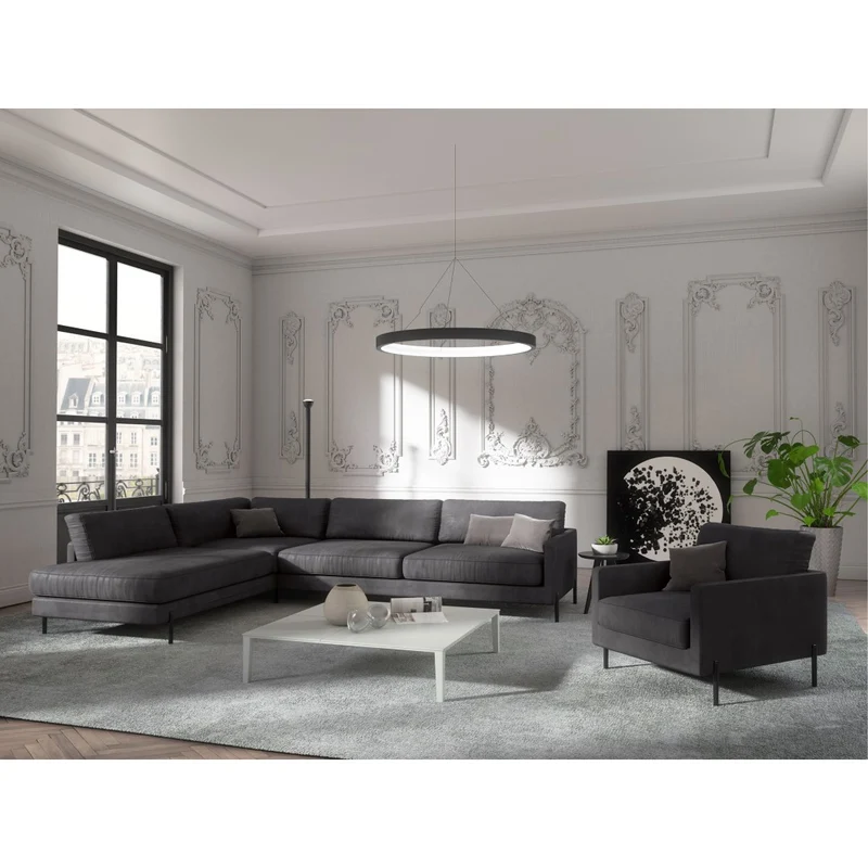 Canapé grand angle gauche JUSTIN Vintage vieilli
