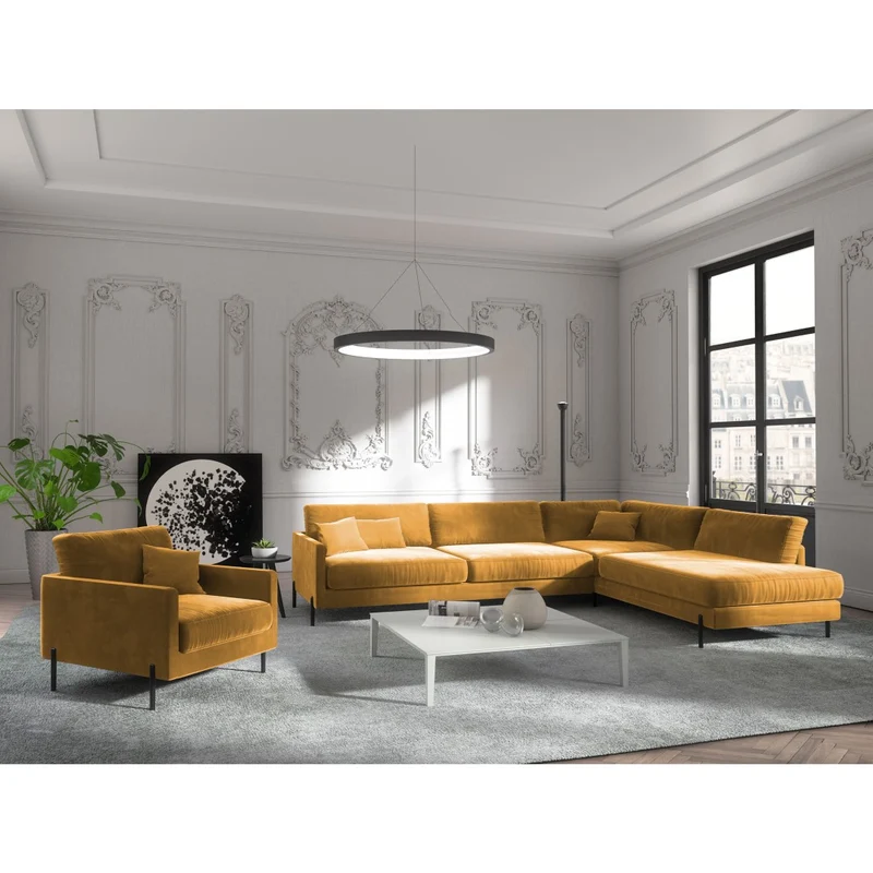 Canapé grand angle droit JUSTIN Velours