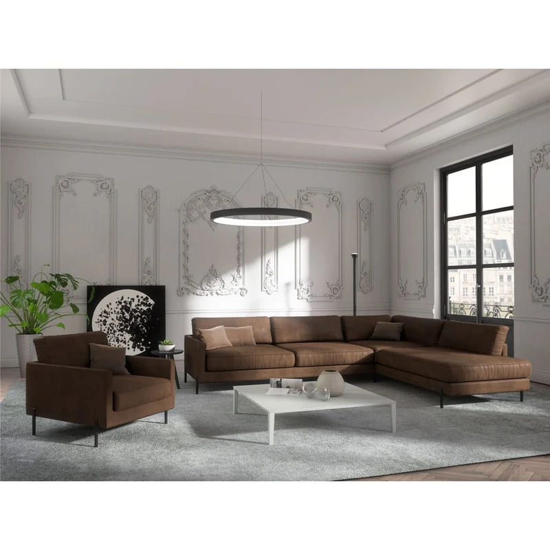Canapé grand angle droit JUSTIN Vintage vieilli