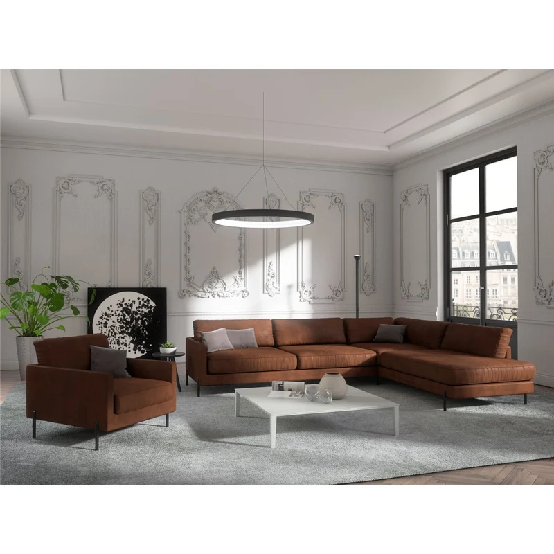 Canapé grand angle droit JUSTIN Vintage vieilli
