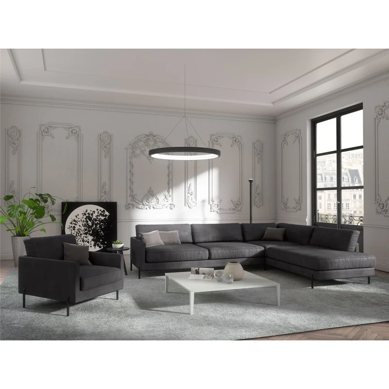 Canapé grand angle droit JUSTIN Vintage vieilli