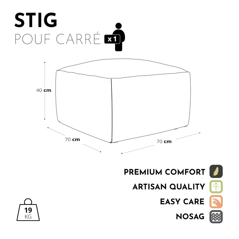 Pouf carré STIG Velours
