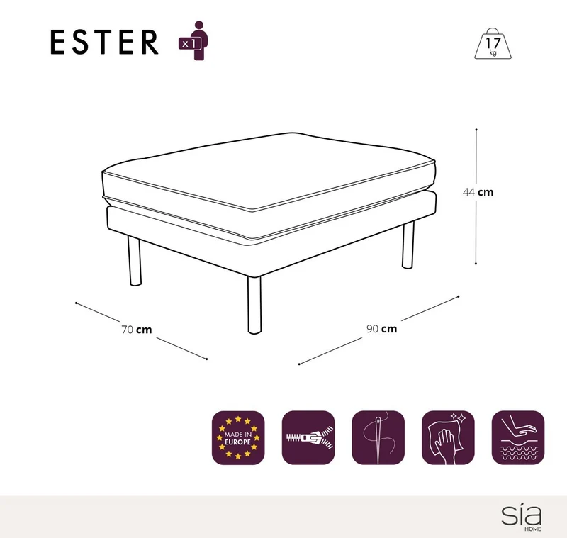 Pouf ESTER Tissu tramé et passepoil velours