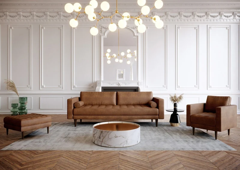 Canapé 4 places JAKOB Tissu vintage vieilli