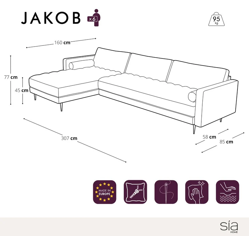 Canapé grand angle gauche JAKOB Tissu tramé