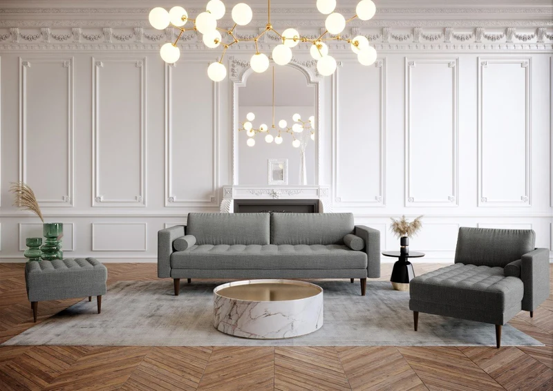 Méridienne droite JAKOB Tissu tramé