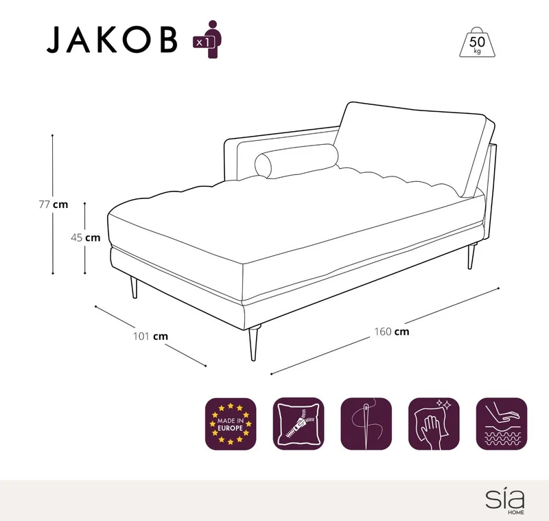 Méridienne gauche JAKOB Velours
