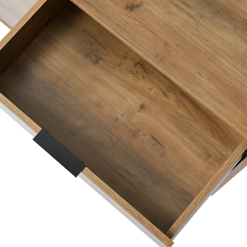Buffet effet bois chêne foncé 6 tiroirs 120x40x76cm CRENGRIK