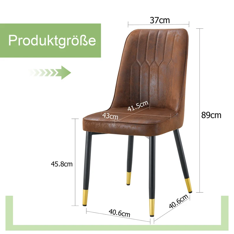 Lot de 2 chaises de salle à manger marron pieds noir et dorés CLARITYLSTRY
