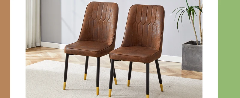 Lot de 2 chaises de salle à manger marron pieds noir et dorés CLARITYLSTRY