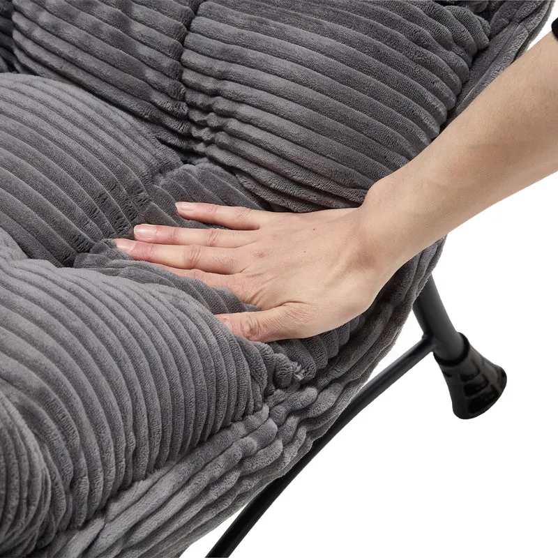 Fauteuil relax avec repose-pieds en flanelle grise, accoudoirs, poche latérale SERENELV