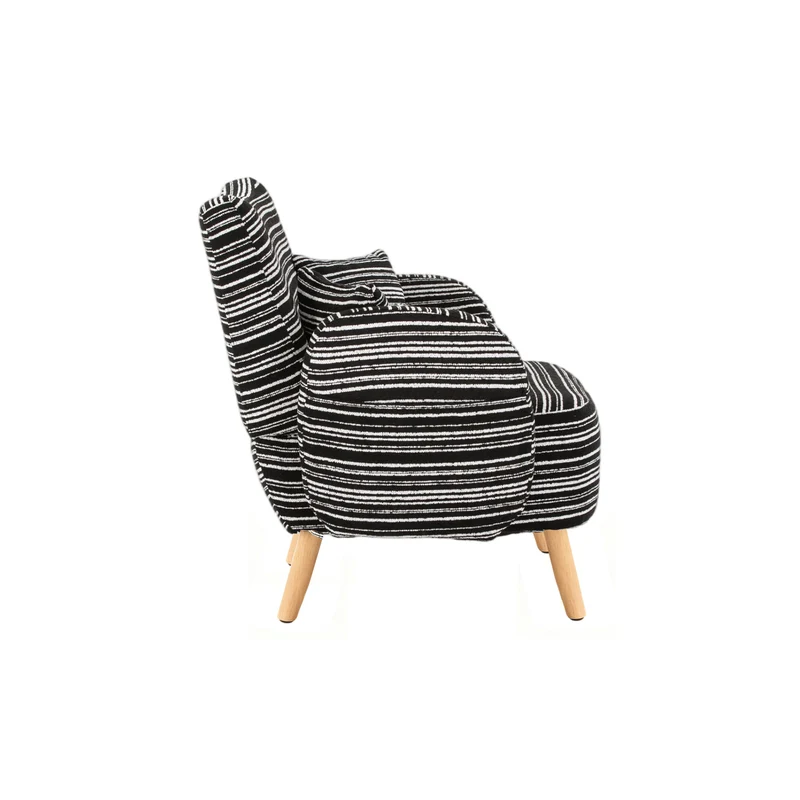 Canapé 2 places en bouclette rayures noir et blanc et coussins 121x81,5x87cm LATTICEIC