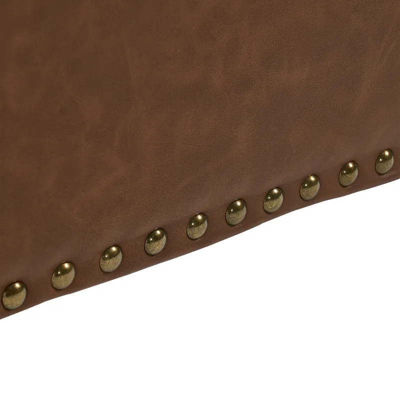 Pouf carré capitonné rangement en similicuir marron avec plateau relevable 75 x 75 x 41 cm CLARITYERA