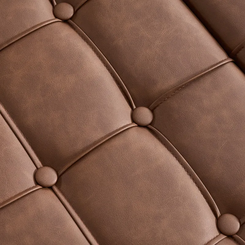 Pouf carré capitonné rangement en similicuir marron avec plateau relevable 75 x 75 x 41 cm CLARITYERA