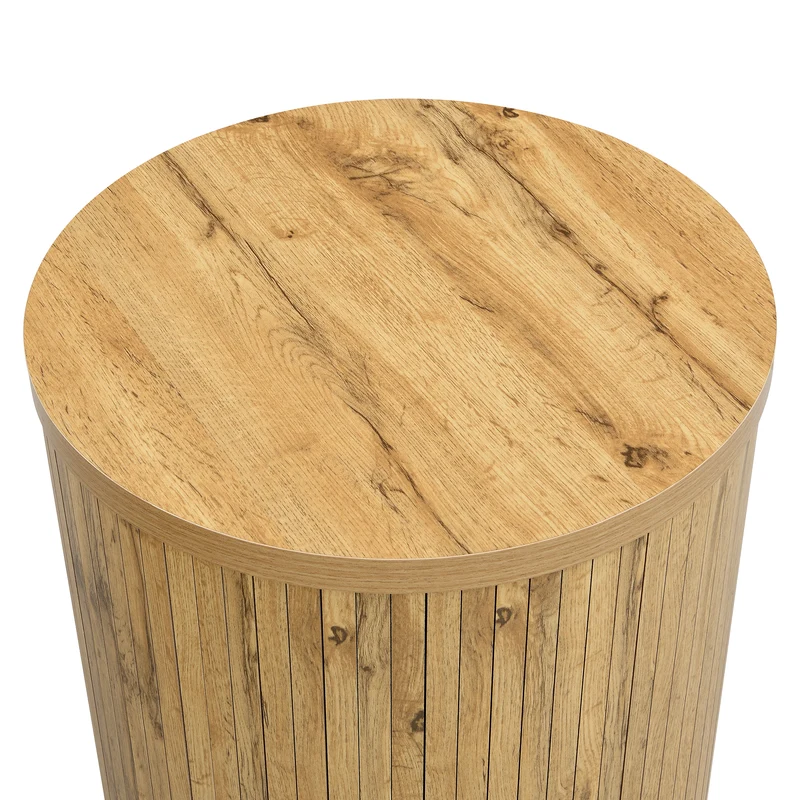 Ensemble de 2 tables basses rondes effet bois naturel base à tasseaux NIMBUSIS