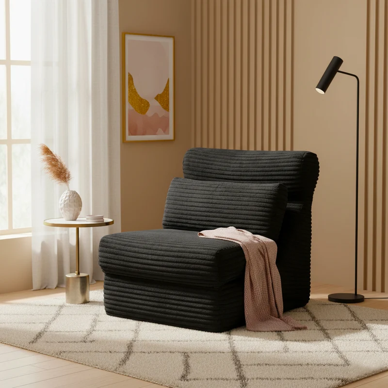 Fauteuil lit modulable convertible flanelle noir 83x83x83cm ECHOANA