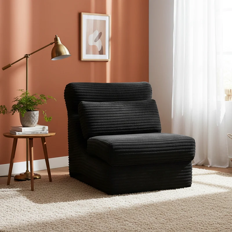 Fauteuil lit modulable convertible flanelle noir 83x83x83cm ECHOANA