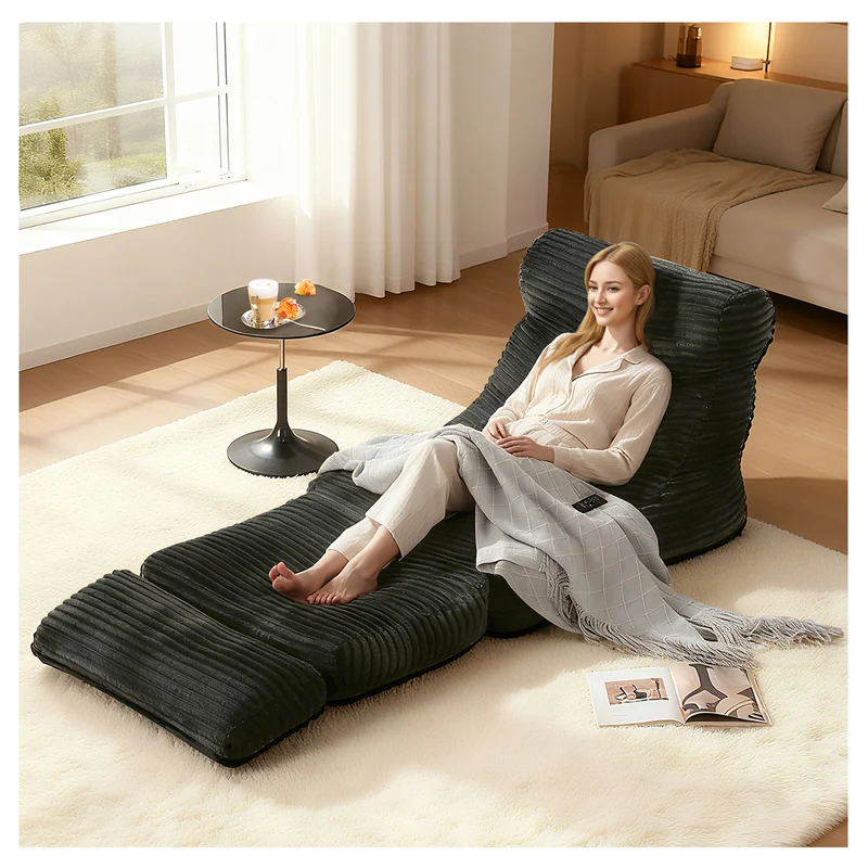 Fauteuil lit modulable convertible flanelle noir 83x83x83cm ECHOANA