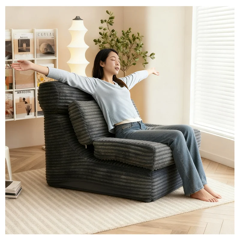 Fauteuil lit modulable convertible flanelle noir 83x83x83cm ECHOANA