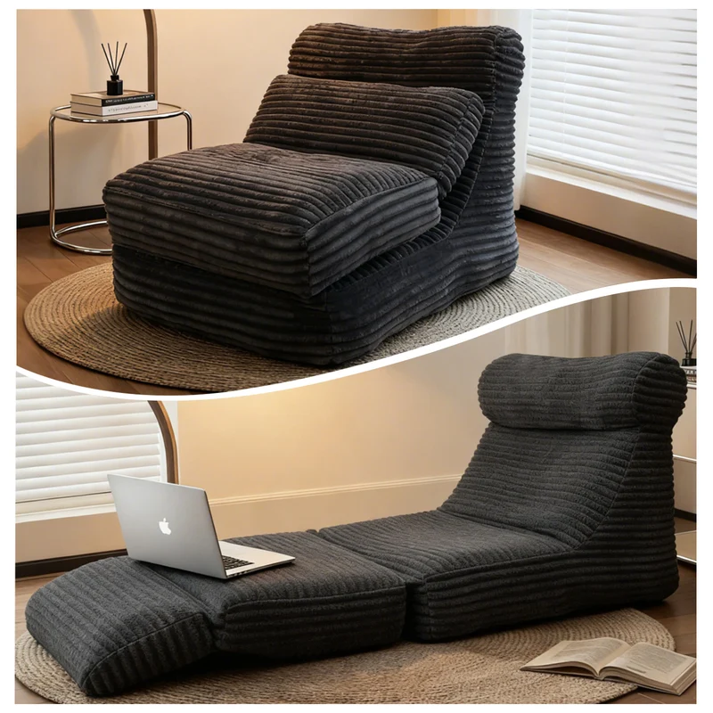 Fauteuil lit modulable convertible flanelle noir 83x83x83cm ECHOANA