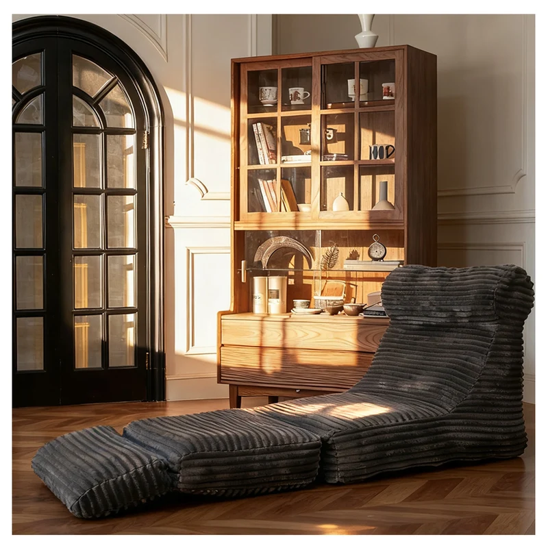Fauteuil lit modulable convertible flanelle noir 83x83x83cm ECHOANA