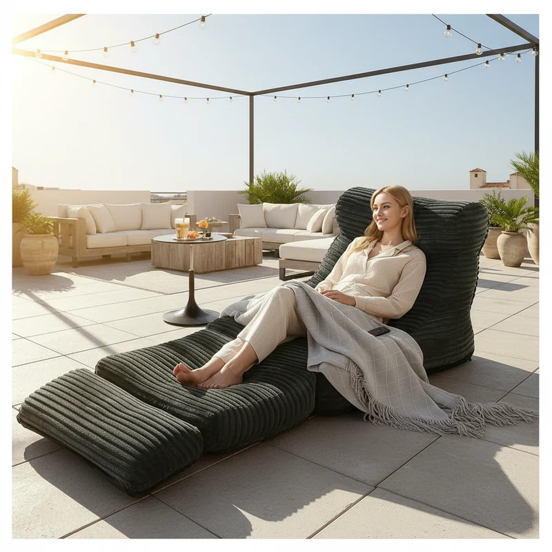 Fauteuil lit modulable convertible flanelle noir 83x83x83cm ECHOANA