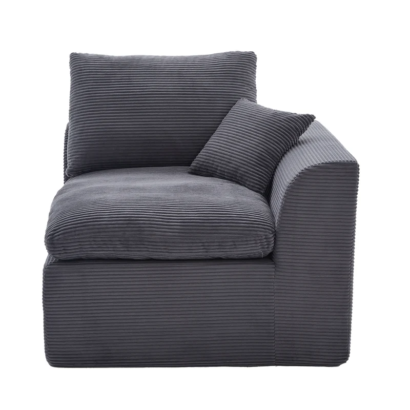 Fauteuil chauffeuse modulable en velours côtelé gris foncé 101x102,5x84cm ZENITHIQUE